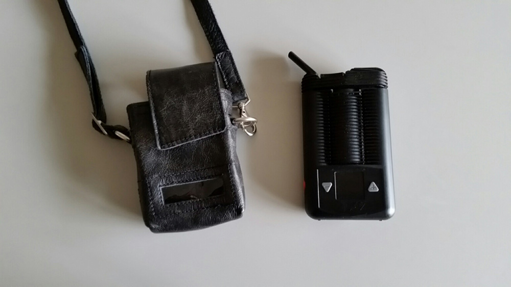 Leren vaporizer tasje met lang hengsel voor vaporizer